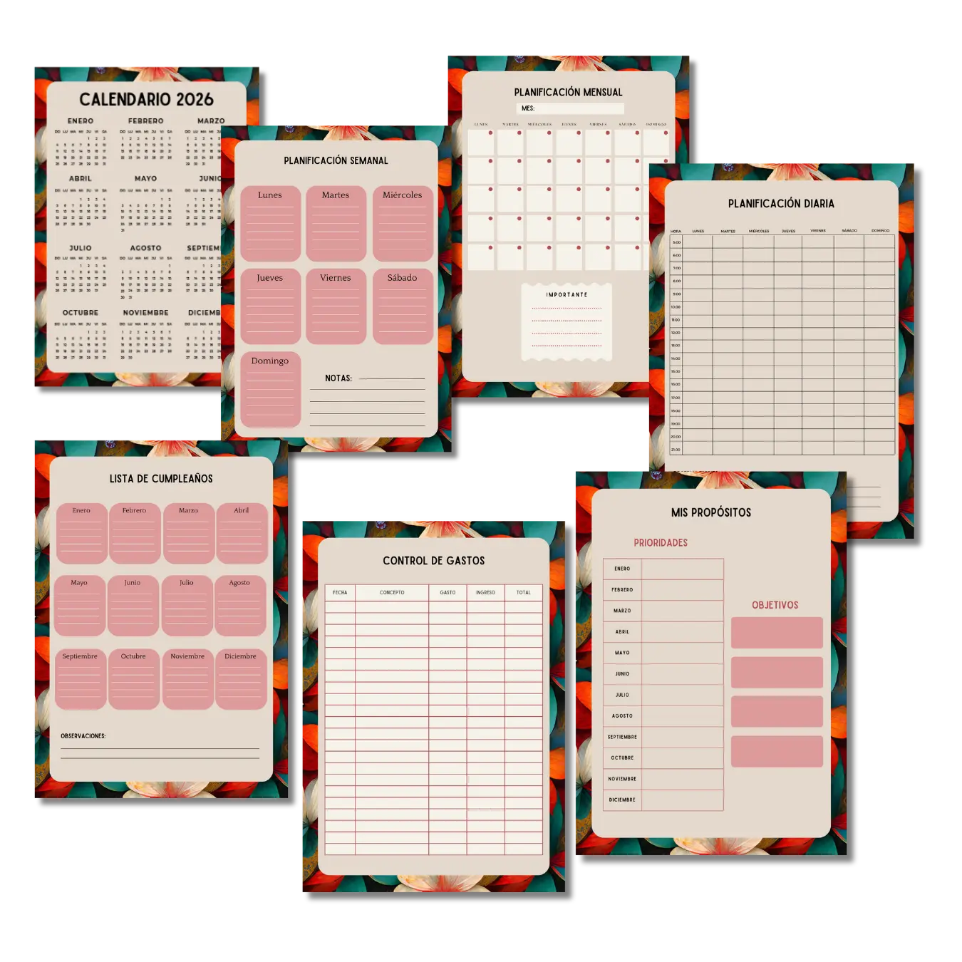 Planner imprimible- FLORAL - Imagen 2